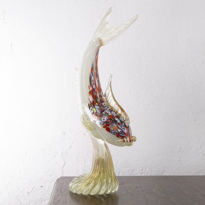 Spectacular Single Piece Sculpture Fish on a Murano Glass Base, 1990s-MPO-1048793