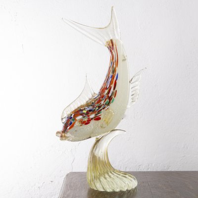 Spectacular Single Piece Sculpture Fish on a Murano Glass Base, 1990s-MPO-1048793