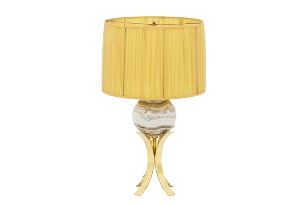 Sphere Table Lamp in Marble and Gilt Brass, 1970s-CEJ-673404