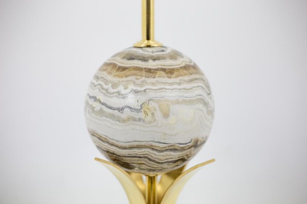 Sphere Table Lamp in Marble and Gilt Brass, 1970s-CEJ-673404