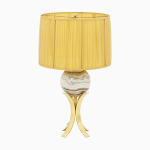 Sphere Table Lamp in Marble and Gilt Brass, 1970s-CEJ-673404