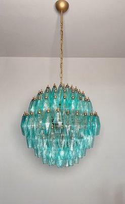 Spherical Murano Polyhedra Chandelier - 140 Turquoise Polyhedra, 1990s-FHZ-2018529