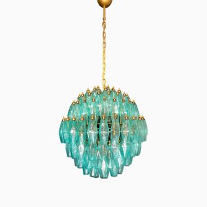 Spherical Murano Polyhedra Chandelier - 140 Turquoise Polyhedra, 1990s-FHZ-2018529