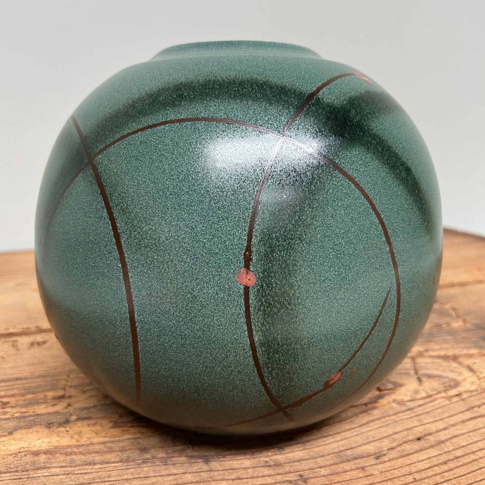 Spherical Sakura Shigaraki Ikebana Flower Vase, 1960s