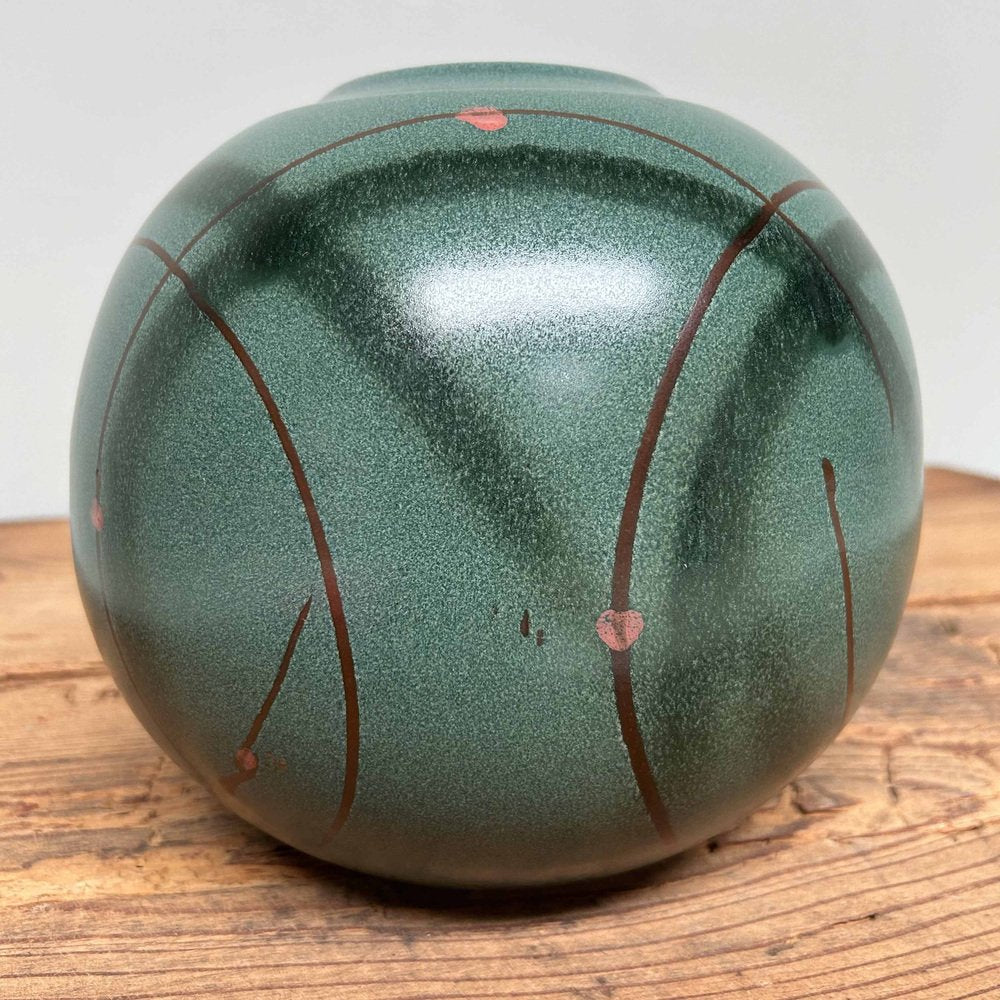 Spherical Sakura Shigaraki Ikebana Flower Vase, 1960s