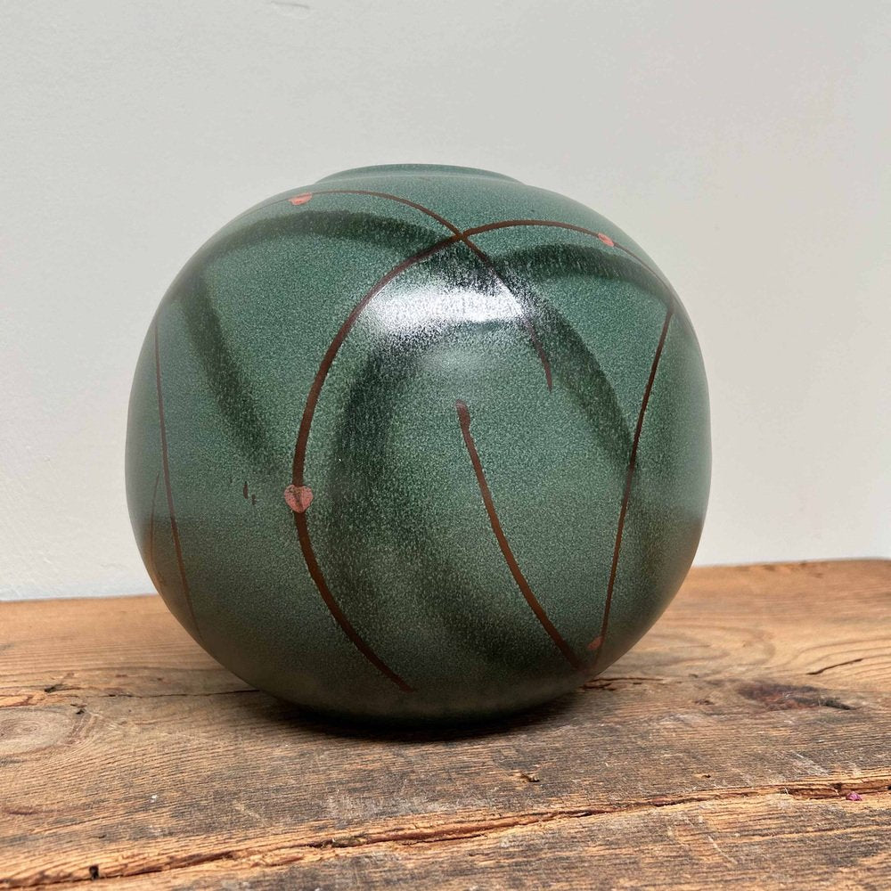 Spherical Sakura Shigaraki Ikebana Flower Vase, 1960s