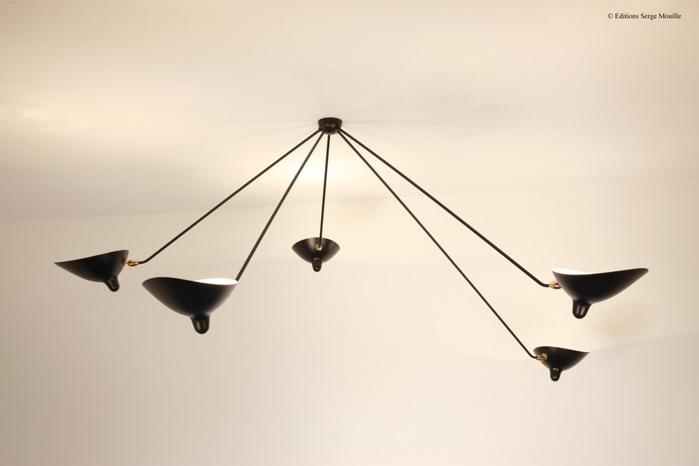 Spider 5 Still Arms Ceiling Lamp by Serge Mouille