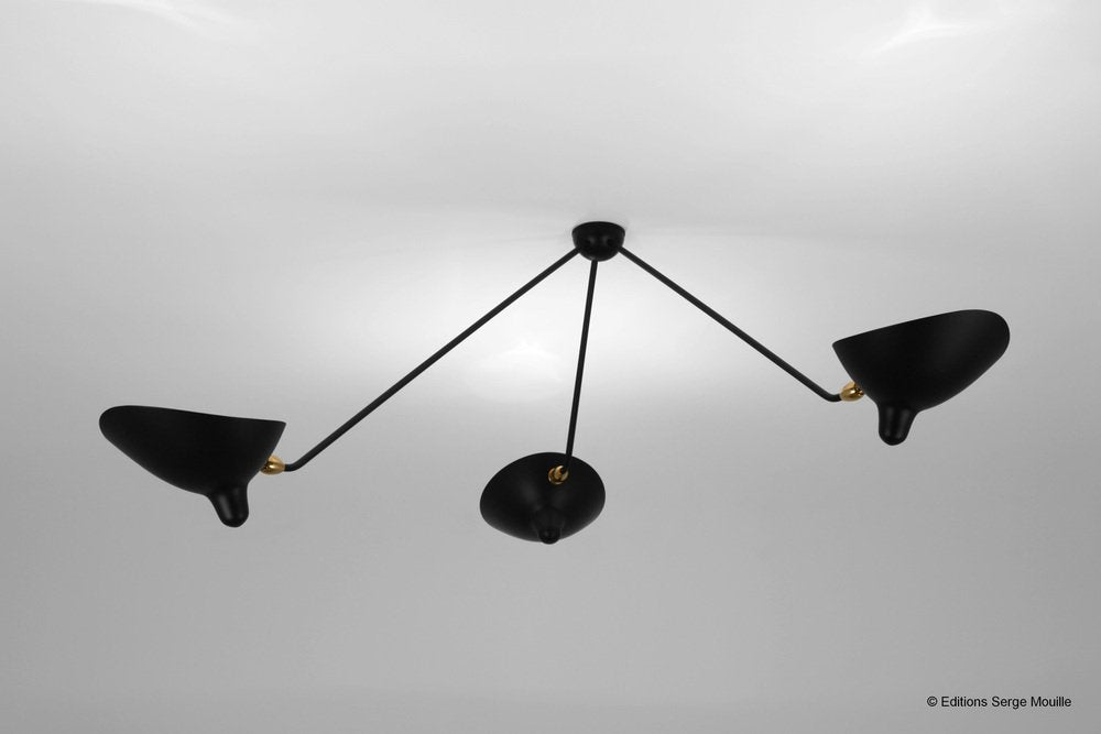 Spider Ceiling Lamp with 3 Arms by Serge Mouille