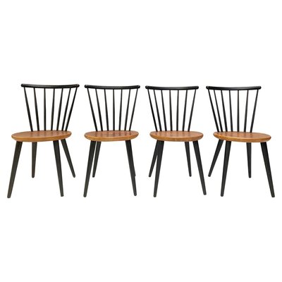 Spindle Back Dining Chairs in the Style of Ilmari Tapiovaara, 1960s, Set of 4-FGA-923859