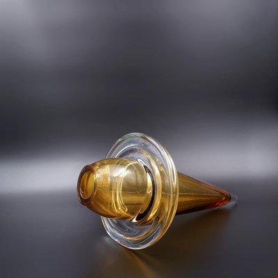 Spinning Top Vase in Honey-Coloured Glass from Schott Studio, German-NYF-2018835