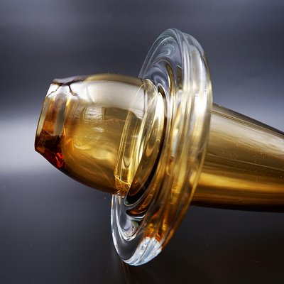 Spinning Top Vase in Honey-Coloured Glass from Schott Studio, German-NYF-2018835