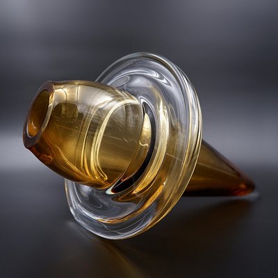 Spinning Top Vase in Honey-Coloured Glass from Schott Studio, German-NYF-2018835