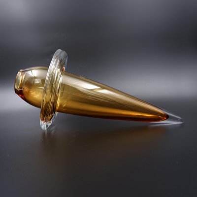 Spinning Top Vase in Honey-Coloured Glass from Schott Studio, German-NYF-2018835