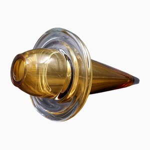 Spinning Top Vase in Honey-Coloured Glass from Schott Studio, German-NYF-2018835