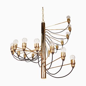 Spiral Brass Chandelier by Gino Sarfatti, 1950s-DEK-932552