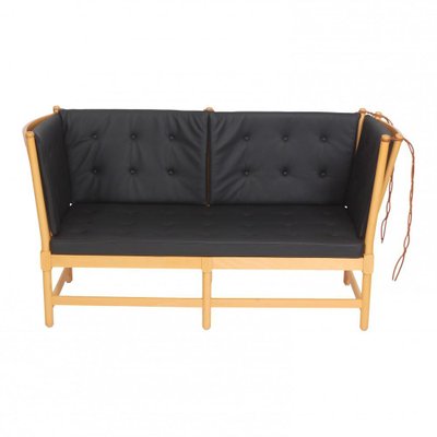 Spoke-Back Sofa in Black Bison Leather by Børge Mogensen for Fritz Hansen, 1990s-MTD-1400812