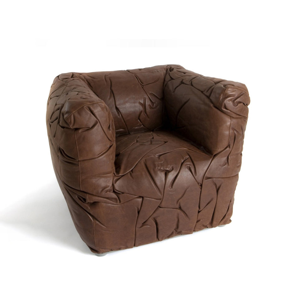 Sponge - Leather Armchair With Armrests by Edra