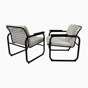 SPostmodern Black and White Armchairs, 1980s, Set of 2-RMX-1421341