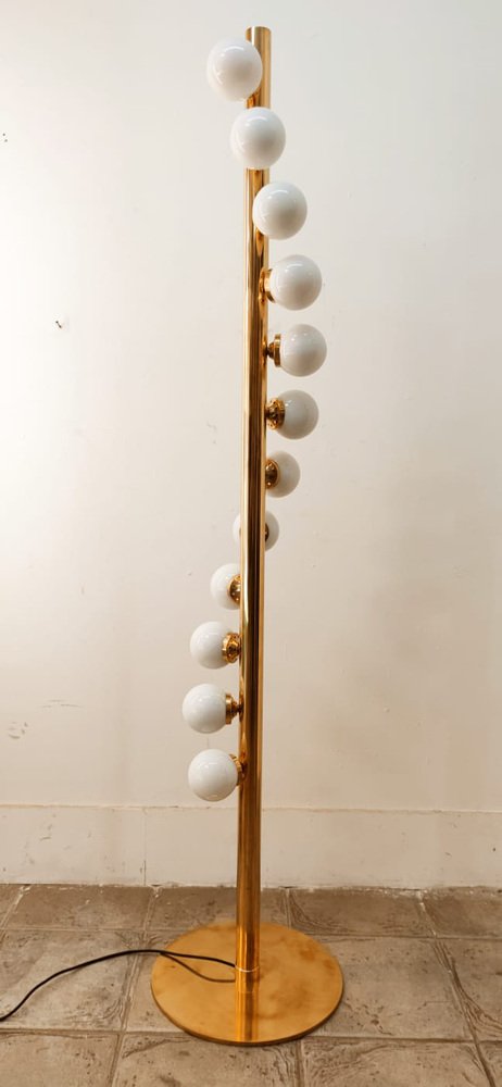 Sputnik 12-Light Brass Floor Lamp with White Bulbs