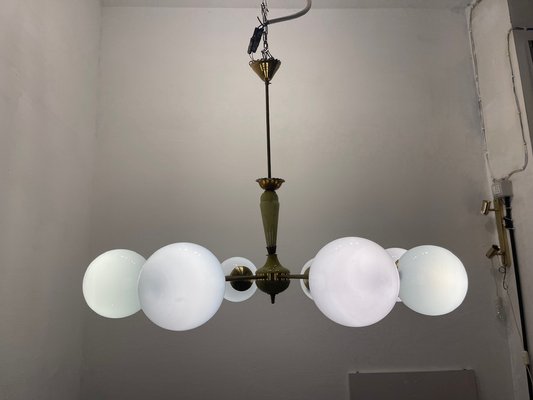 Sputnik 8-Light Chandelier in Brass and Ceramic, 1950s-JJC-1756576