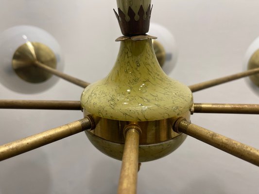 Sputnik 8-Light Chandelier in Brass and Ceramic, 1950s-JJC-1756576