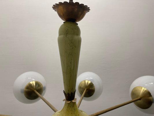 Sputnik 8-Light Chandelier in Brass and Ceramic, 1950s-JJC-1756576