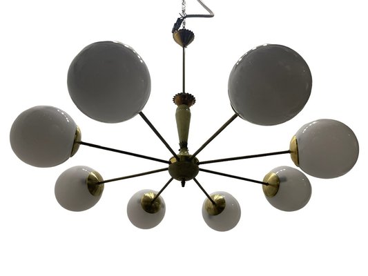 Sputnik 8-Light Chandelier in Brass and Ceramic, 1950s-JJC-1756576