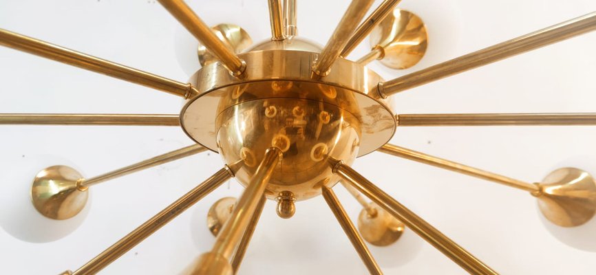 Sputnik Chandelier in Brass with Spherical Glass Shades-QLH-1816578