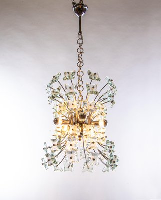 Sputnik Chandelier in Turquoise Glass & Chrome from Fontana Arte, Italy, 1970s-DEK-932759