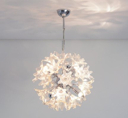 Sputnik Chandelier with Glass Floral Shades, 1960s-VT-640091