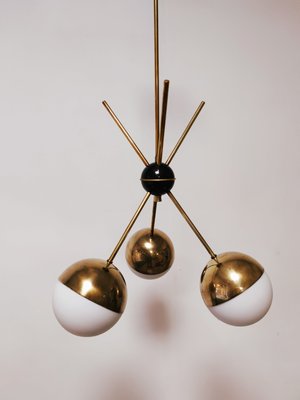 Sputnik Chandelier with Half-Brass Metal Spheres-QLH-1143403