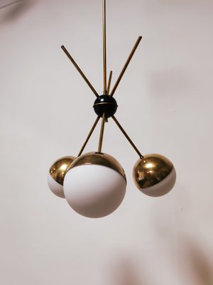 Sputnik Chandelier with Half-Brass Metal Spheres-QLH-1143403