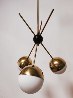 Sputnik Chandelier with Half-Brass Metal Spheres-QLH-1143403