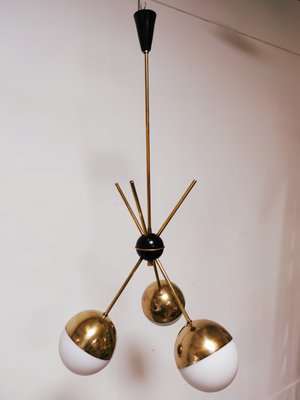 Sputnik Chandelier with Half-Brass Metal Spheres-QLH-1143403