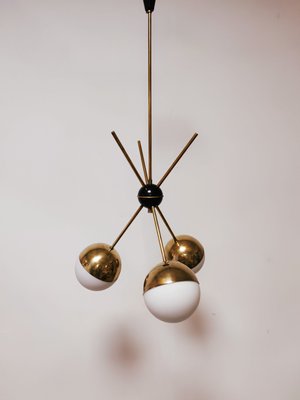 Sputnik Chandelier with Half-Brass Metal Spheres-QLH-1143403