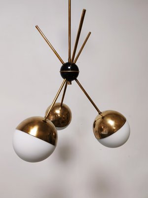 Sputnik Chandelier with Half-Brass Metal Spheres-QLH-1143403