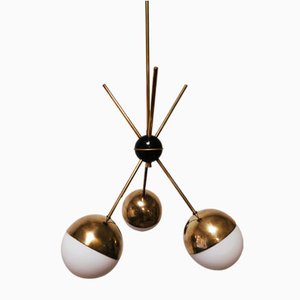 Sputnik Chandelier with Half-Brass Metal Spheres-QLH-1143403