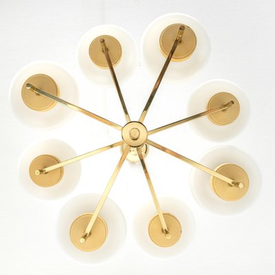 Sputnik Chandelier with Opal Glasses from Kaiser, Germany, 1970s-UGR-1095626