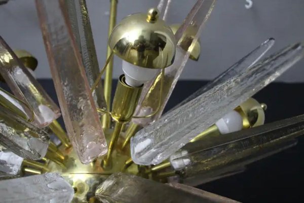 Sputnik Chandelier with Pink, Smoke and Clear Crystal Murano Glass Spikes, 2000s-YF-1723126