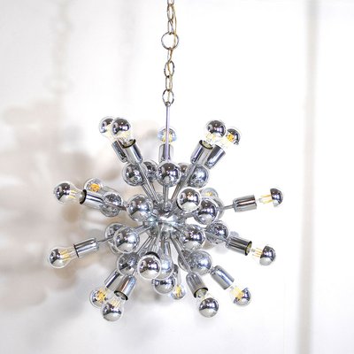 Sputnik Chromed Steel Ceiling Lamp from Reggiani, 1960s-JQO-836506