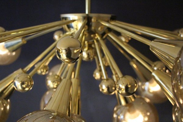 Sputnik Golden and Silver Coloured Murano Glass Globe Chandelier, 2000s-YF-1419440