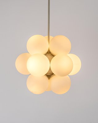 Sputnik Molecular Chandelier with 12 Opal Glasses from Kaiser, Germany, 1970s