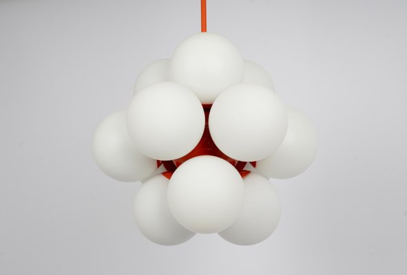 Sputnik Orange Pendant Light Opal Glass from Kaiser Idell / Kaiser Leuchten, Germany, 1970s-UGR-1744882