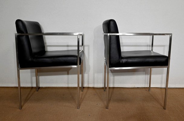 Square Armchairs in Imitation Leather, 1970, Set of 2-RVK-1406508