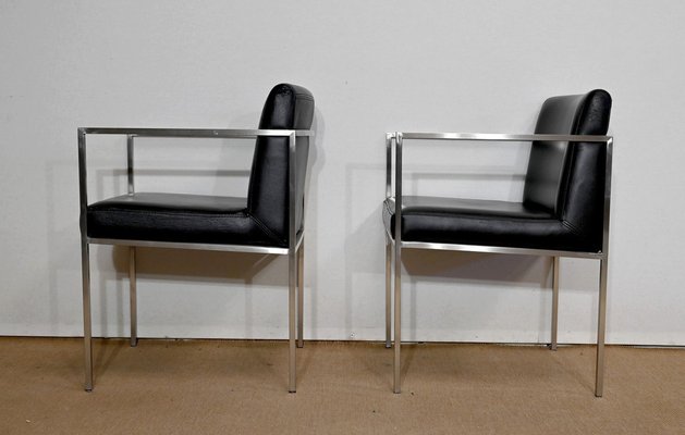 Square Armchairs in Imitation Leather, 1970, Set of 2-RVK-1406508