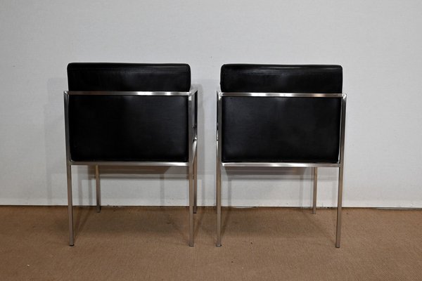 Square Armchairs in Imitation Leather, 1970, Set of 2-RVK-1406508