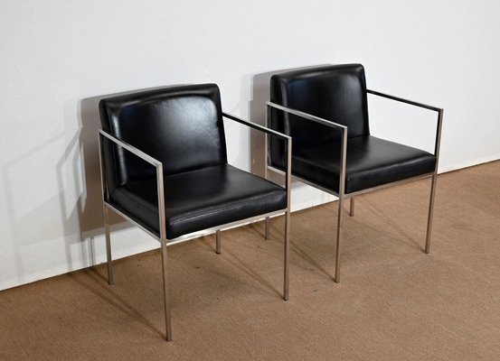 Square Armchairs in Imitation Leather, 1970, Set of 2-RVK-1406508