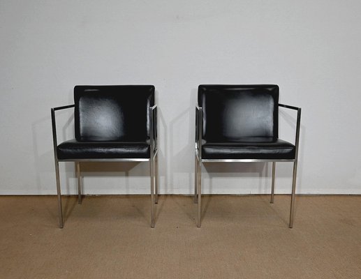 Square Armchairs in Imitation Leather, 1970, Set of 2-RVK-1406508