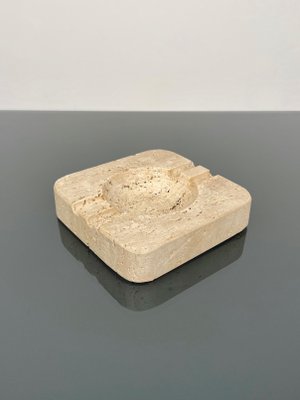 Square Ashtray in Travertine Attributed to Fratelli Mannelli, Italy, 1970s-LYQ-1288544