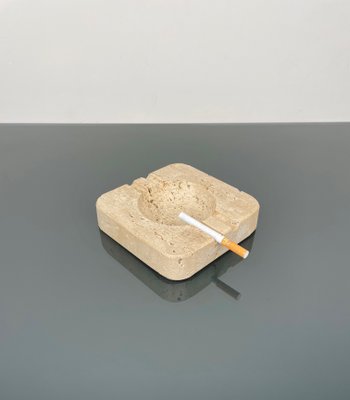 Square Ashtray in Travertine Attributed to Fratelli Mannelli, Italy, 1970s-LYQ-1288544